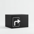 Black rectangular box with a smooth, matte surface. Features a white, right-turn arrow Royalty Free Stock Photo