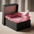 Box sits on a neutral surface with a softly blurred background, Royalty Free Stock Photo