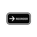 Black Rectangular Reorder Button Icon White Arrow Rightward Direction Simple Minimalist Design Element User Interface Website Royalty Free Stock Photo