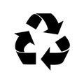 Black recycle icon. Recycle label separately on white background