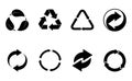 Black recycling icons set isolated on white background. Arrow that rotates endlessly recycled concept. Recycle eco Royalty Free Stock Photo