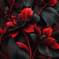 Black and red abstract flower Illustration for prints, wall art, cover and invitation