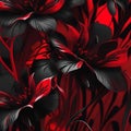 Black and red abstract flower Illustration for prints, wall art, cover and invitation. Watercolor art background