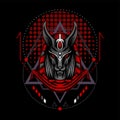 Black Red Anubis with Geometry Ornament Royalty Free Stock Photo