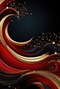 A Black And Red Background With Gold Swirls Royalty Free Stock Photo