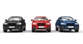 Black,Red,Blue SUVs - Front View Royalty Free Stock Photo