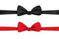 Black and red bow tie, realistic vector illustration, isolated on white background. Elegant neck bow. Accessories for Royalty Free Stock Photo