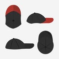 Black and red caps set with top and side view Royalty Free Stock Photo