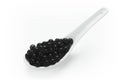 Black and red caviar on porcelain spoons Royalty Free Stock Photo