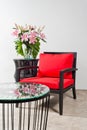 Black red Chair and side table