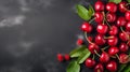 Black And Red Cherries On Dark Background - Floral Still Life Chalk Art Royalty Free Stock Photo