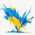Yellow and blue colour mix slpash , colour smoke bomb Royalty Free Stock Photo
