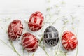 Black and red Easter eggs. Ukrainian pysanka