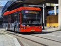 Black and red Ebusco 2.2 buses of Connexion in R-Net colors at Amsterdam Sloterdijk