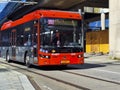 Black and red Ebusco 2.2 buses of Connexion in R-Net colors at Amsterdam Sloterdijk