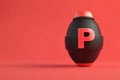 A black and red egg shaped object with the letter P on it Royalty Free Stock Photo