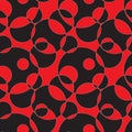 Black red geometric seamless pattern, abstract background  with circles Royalty Free Stock Photo
