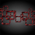 Black and red glossy hi-tech geometric squares on perforated background Royalty Free Stock Photo