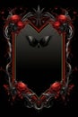 a black and red gothic frame with roses and a butterfly Royalty Free Stock Photo