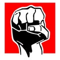 Black and red Hand clenched vector icon illustration