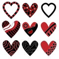 Black and red heart collection