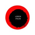 Black and red ink round stroke on white background. Japanese style. Royalty Free Stock Photo