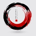 Black and red ink round stroke on white background. Royalty Free Stock Photo