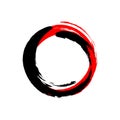 Black and red ink round stroke on white background. Vector illustration of grunge circle stains. Royalty Free Stock Photo