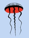black and red jellyfish on a soft blue background Royalty Free Stock Photo