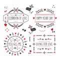 Black and red Love and romantic message banners and emblems set on white background Royalty Free Stock Photo