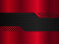 Black and red metal background. Vector metallic banner. Abstract technology background