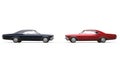 Black And Red Muscle Cars - Side View