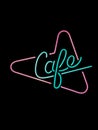 Black and red neon cafe sign on black background Royalty Free Stock Photo