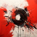 Abstract Black And Red Circular Abstraction Painting