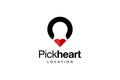 Black red pick heart location logo