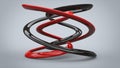 Black and red polished metal sculpture