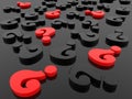 Black and red question marks on black Royalty Free Stock Photo