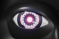 Black and red realistic robot eye close up Royalty Free Stock Photo