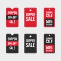 Black and red sales badge. Super Sale discount badge with black and red color. Offer badge collection. Mega sales badge set. Royalty Free Stock Photo