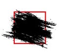 a black and red square with a red frame brush stroke with white square on a black background, a red paint splatter brush, Royalty Free Stock Photo