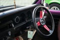 Black and red Steering wheel in car Royalty Free Stock Photo