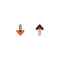 Black and red stylish arrow up and arrow down. flat set of icons isolated on white. point down button Royalty Free Stock Photo