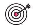 Black and red target with arrow dart aim in the center concept o Royalty Free Stock Photo