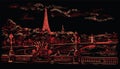 Black and red vector hand drawing Paris 8