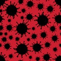 Black on Red Virus Pattern Seamless Repeat Background Royalty Free Stock Photo