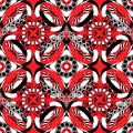 Black red white abstract beautiful vector seamless pattern. Intricate ornamental bright background. Decorative repeat Royalty Free Stock Photo