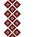 Black red and white aztec ornaments geometric ethnic seamless border, vector