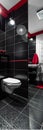 Black, red and white bathroom Royalty Free Stock Photo