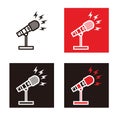 Black, red and white broadcasting microphone set with lightning sign for news anchor, television or infotainment, etc Royalty Free Stock Photo