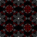 Black red and white floral seamless pattern. Wallpaper background Royalty Free Stock Photo